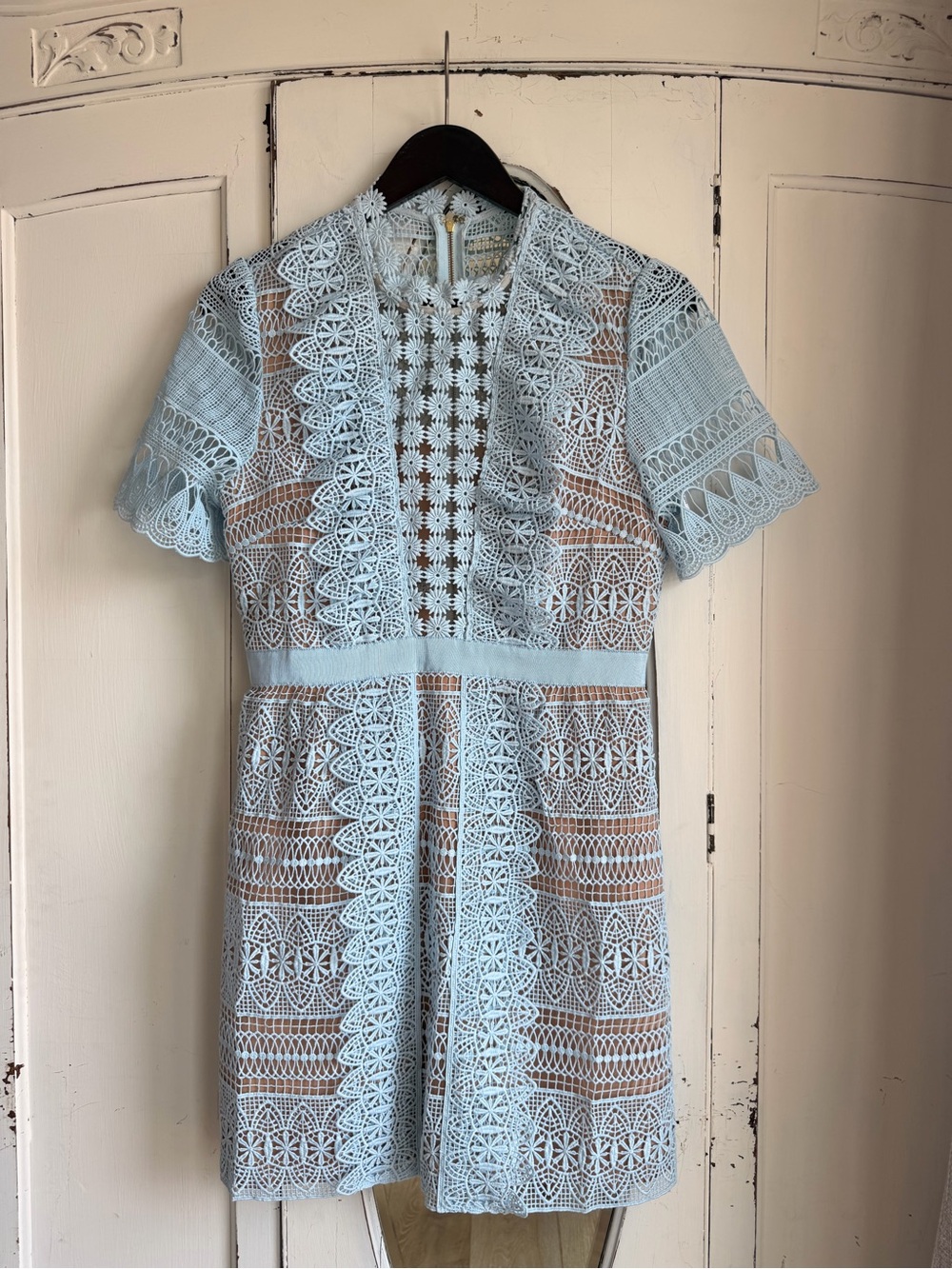 Self-Portrait Powder Blue Lace Mini Dress
